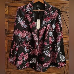 NWT Lane Bryant The Bryant Blazer Jacket Crepe Black Spring Floral Plus Sz 18